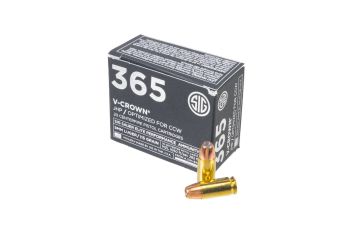 Sig Sauer 365 9mm 115gr Elite V-Crown JHP Ammunition - 20 Rd Box