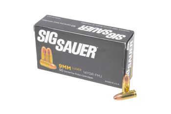 Sig Sauer 9mm 147gr Elite Ball FMJ Ammunition - 50 Rd Box