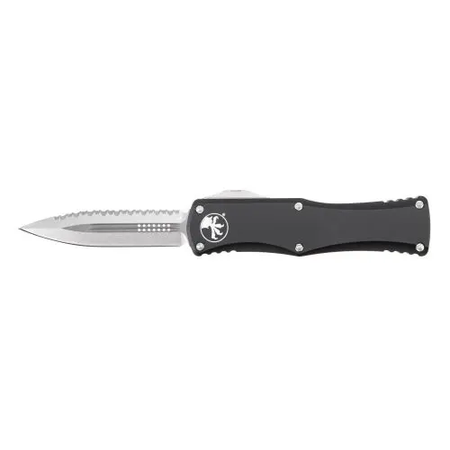 Microtech Knives Hera Double-Edge OTF Knife - Stonewash/Black (Partial Serrated)