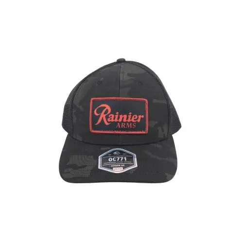 Rainier Arms Patch Trucker Hat - Black Camo