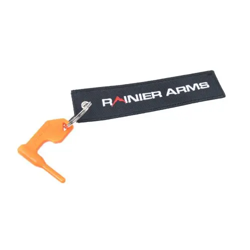Rainier Arms Embroidered Flight Tag Keychain w/ Chamber Flag - Black Border