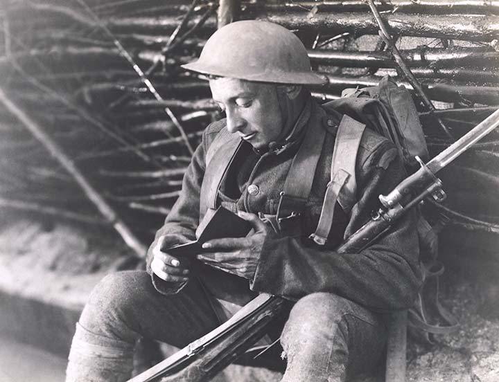 Trench shotgun during WWI with an American doughboy